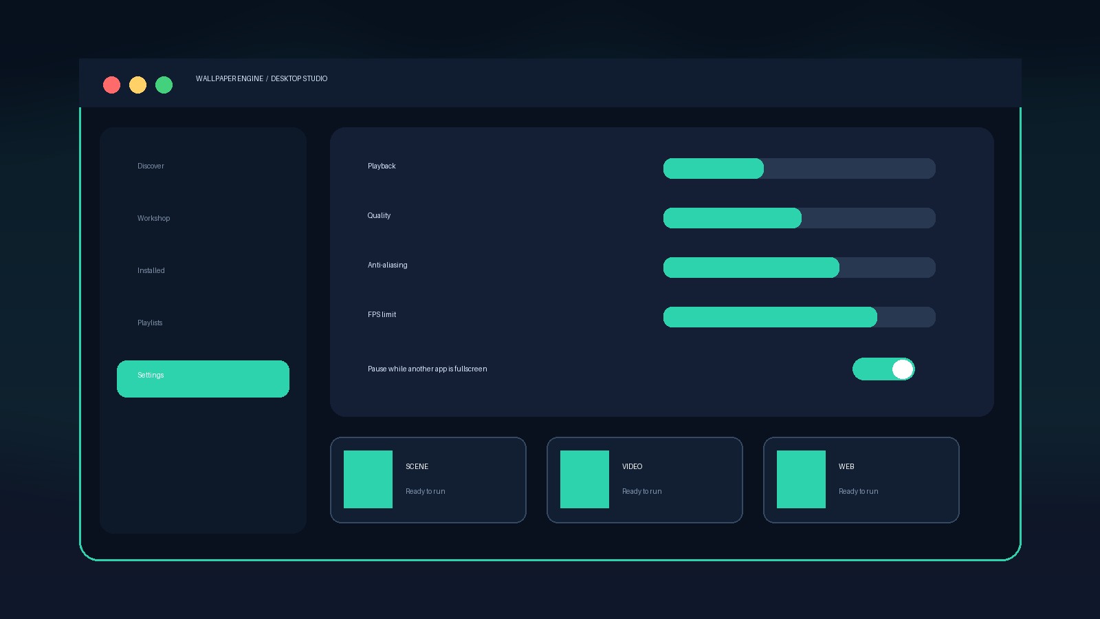 Original Wallpaper Engine-inspired desktop application interface